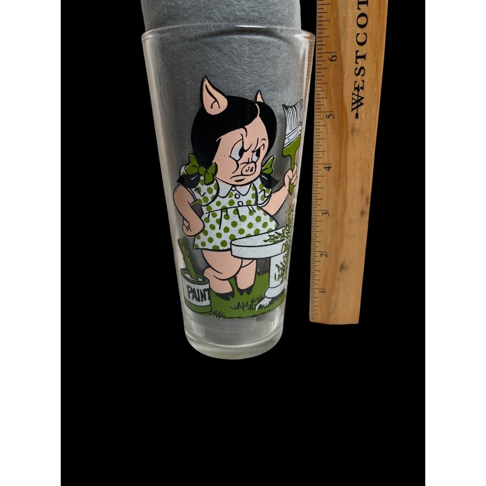 Vintage 1976 Warner Bros Pepsi Collector Series Glass w/ Porky & Petunia Pig - Picture 5 of 5